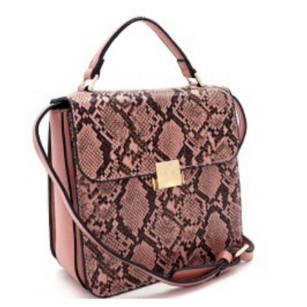 🆕️ Blush Snake Print Top Handle Satchel Bag